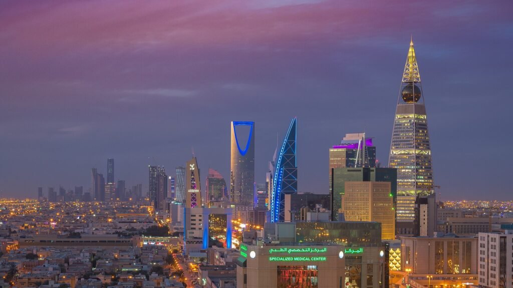 Riyadh skyline with Kingdom Centre and KAFD